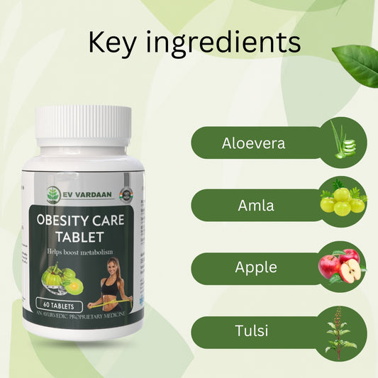Obesity Care Tablets | Ayurvedic Herbal Weight Management Support Tablets – 60 Tablets