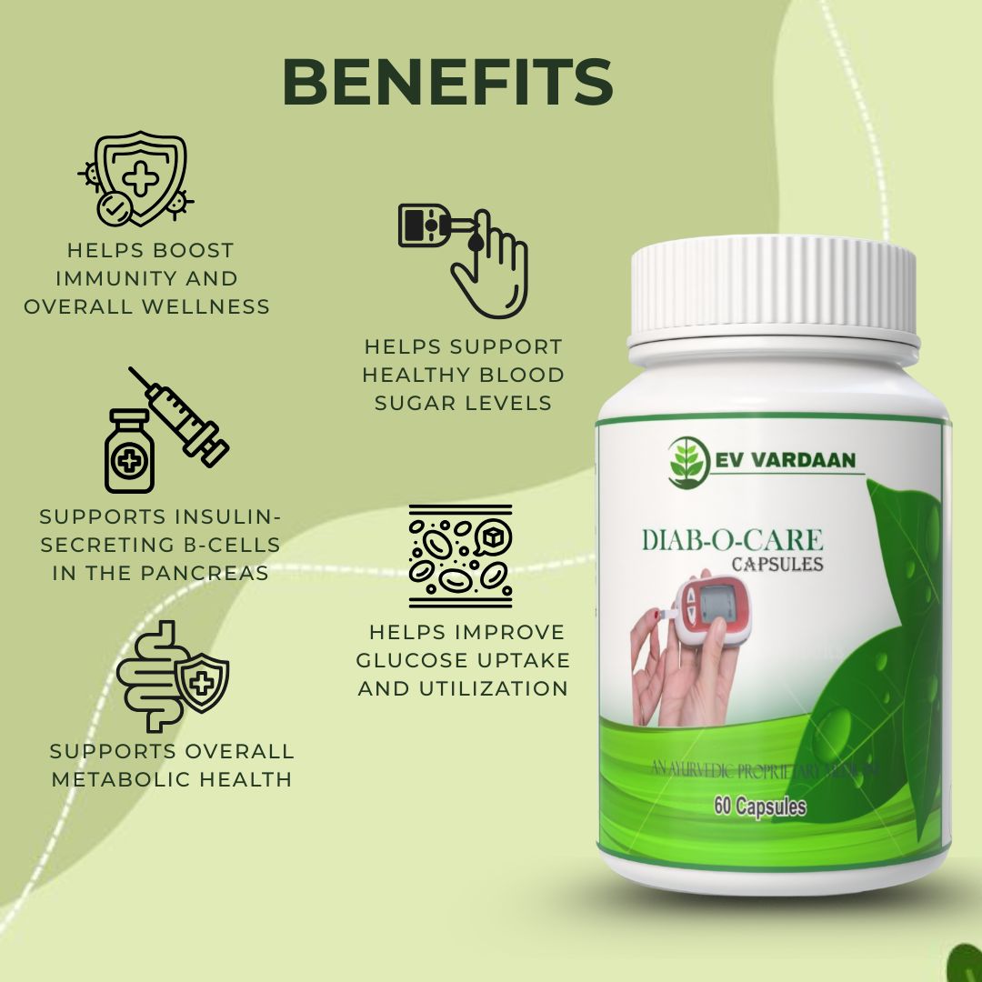 Diab O Care Capsules | Herbal Blood Sugar Support Capsules for Diabetes Management – 60 Capsules