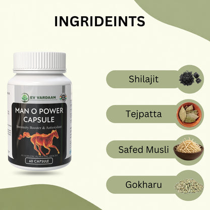 Man O Power Capsules | Ayurvedic Herbal Vitality & Energy Support Capsules – 60 Capsules