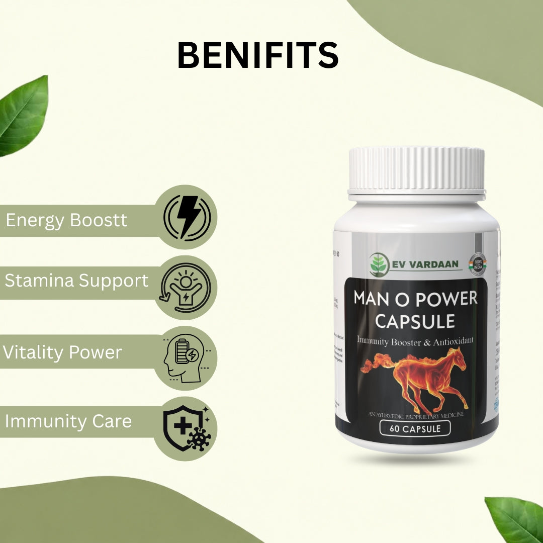 Man O Power Capsules | Ayurvedic Herbal Vitality & Energy Support Capsules – 60 Capsules
