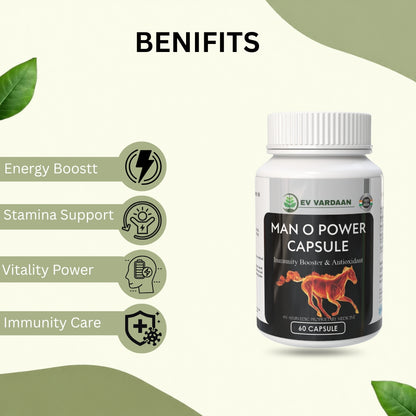 Man O Power Capsules | Ayurvedic Herbal Vitality & Energy Support Capsules – 60 Capsules