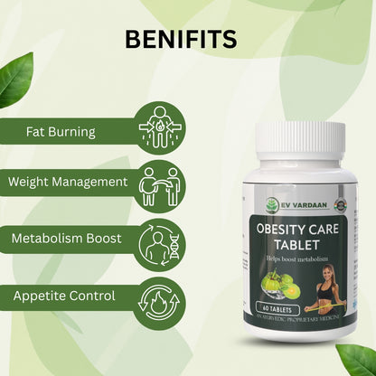 Obesity Care Tablets | Ayurvedic Herbal Weight Management Support Tablets – 60 Tablets