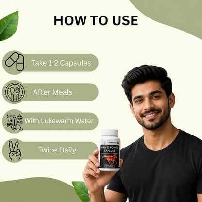 Man O Power Capsules | Ayurvedic Herbal Vitality & Energy Support Capsules – 60 Capsules