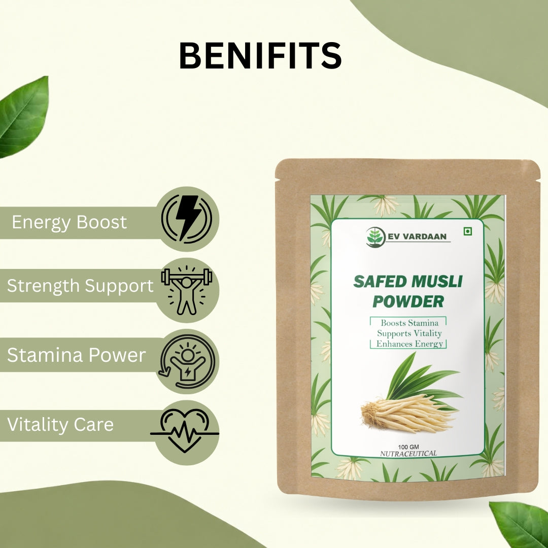 Safed Musli Powder | Ayurvedic Herbal Vitality & Wellness Support Powder – 100gm