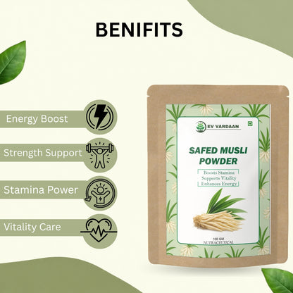Safed Musli Powder | Ayurvedic Herbal Vitality & Wellness Support Powder – 100gm